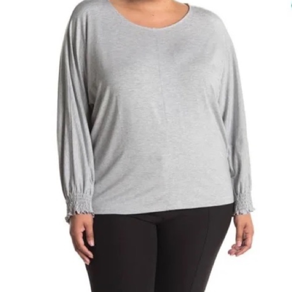 T Tahari Gray Long-sleeve Blouse